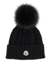 Gorro Moncler de punto trenzado con pompón