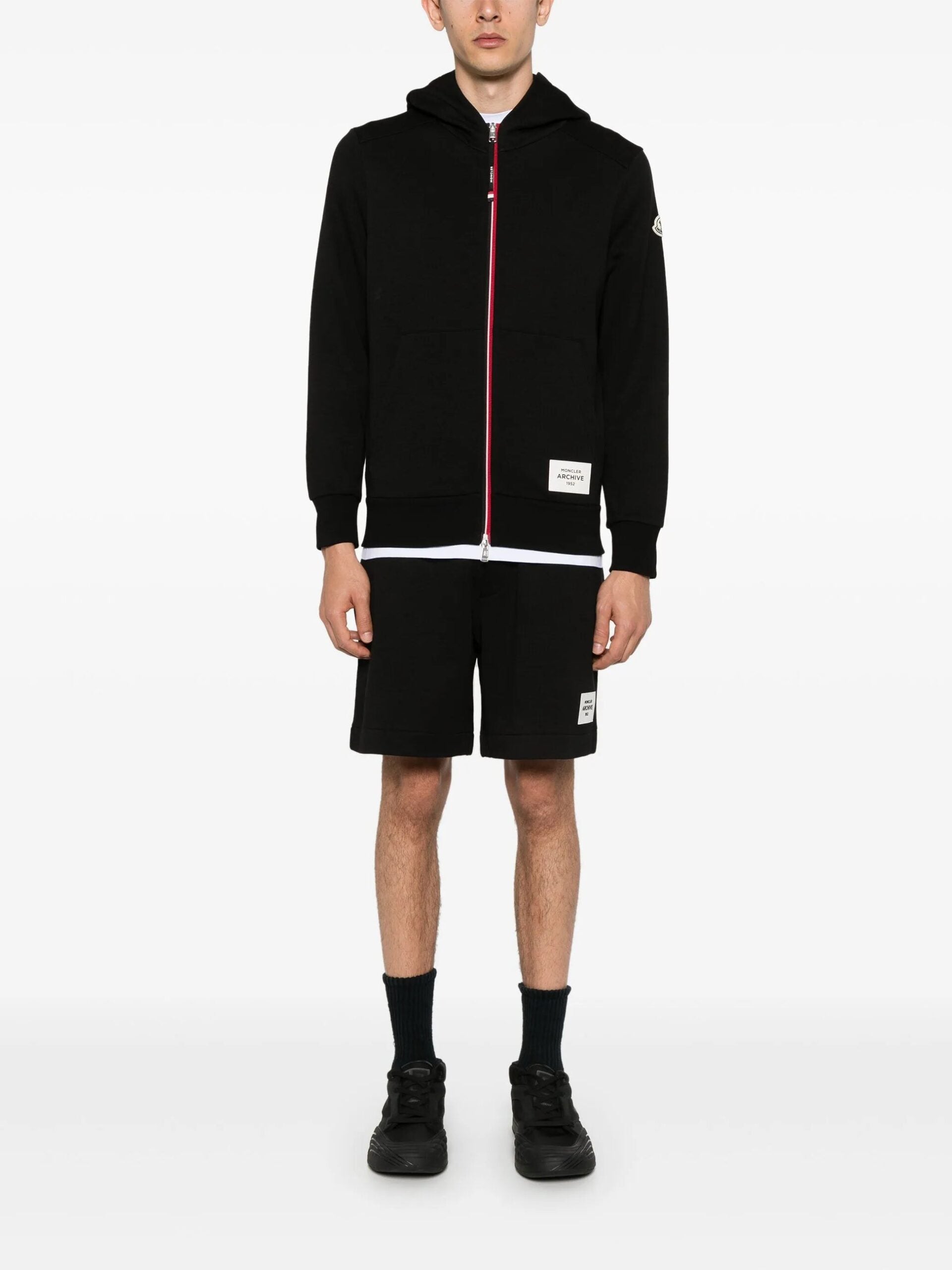 Moncler zipped hoodie with applied logo