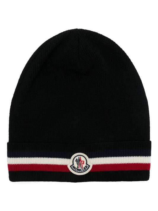 Moncler bonnet en laine à rayures tricolores