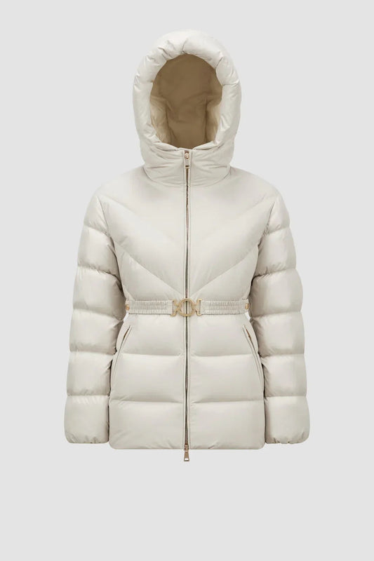 Doudoune courte Brosse à capuche et matelassage diagonal Moncler Blanc